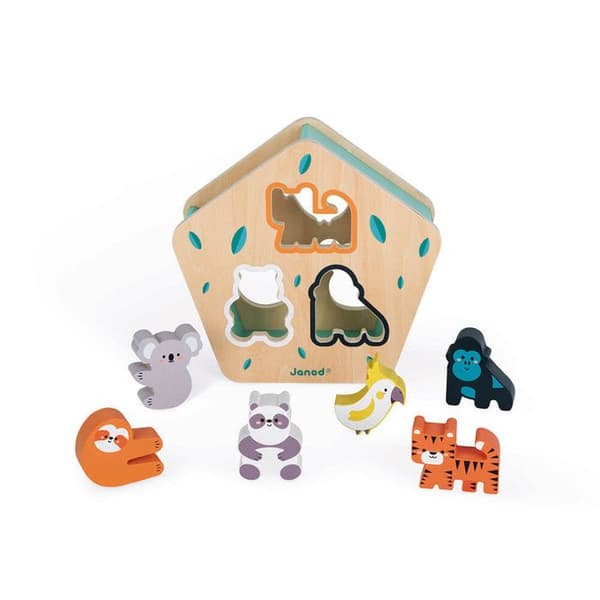 Animal Shape Box - JANOD Wooden Early Learning Toy - Från 18 månader - Flerfärgad - 55x22x53cm