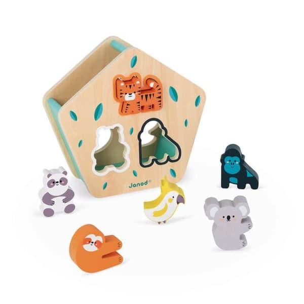 Animal Shape Box - JANOD Wooden Early Learning Toy - Från 18 månader - Flerfärgad - 55x22x53cm