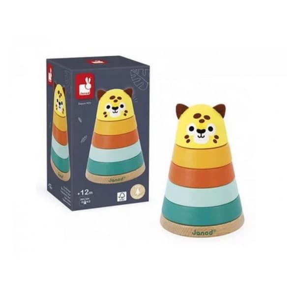 JANOD - Stapelbar trä Jaguar - Early Learning Toy - FSC TM Produkt - 12 månader+