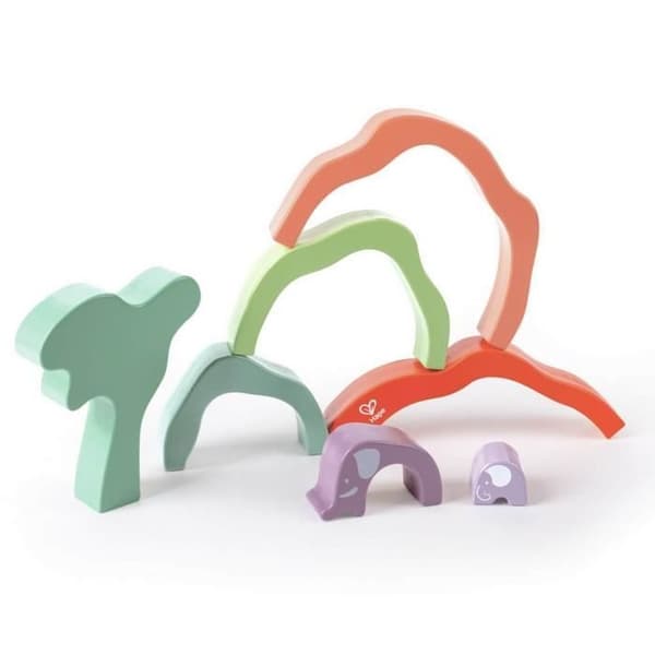 Safari Elephant staplingsblock - HAPE - Safari Elephant staplingsblock - 7 stycken - Blandat - Unik färg