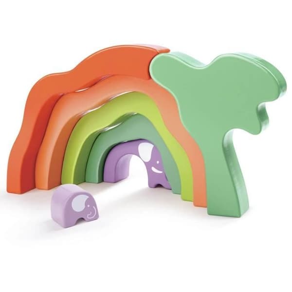 Safari Elephant staplingsblock - HAPE - Safari Elephant staplingsblock - 7 stycken - Blandat - Unik färg