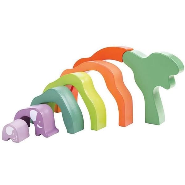Safari Elephant staplingsblock - HAPE - Safari Elephant staplingsblock - 7 stycken - Blandat - Unik färg