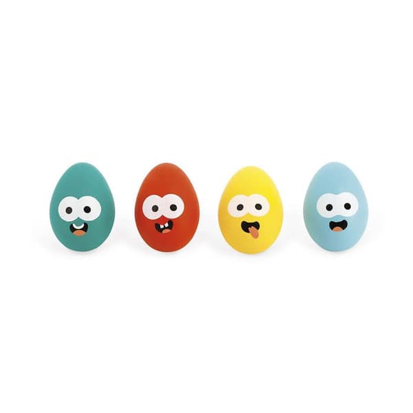 JANOD Wooden Egg Race Game - 4 skedar och 4 ägg - FSC TM Produkt - Från 3 år