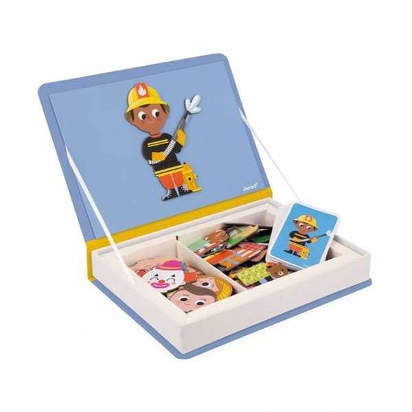 JANOD magnetisk pedagogisk leksak - Magnéti'Book Métiers - 48 magneter - 16 modellkort