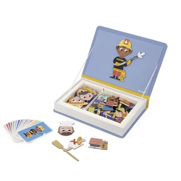 JANOD magnetisk pedagogisk leksak - Magnéti'Book Métiers - 48 magneter - 16 modellkort