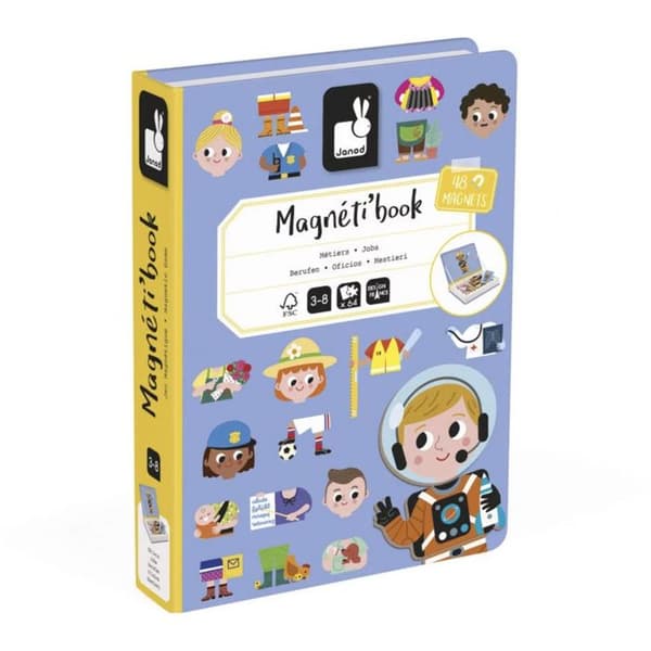 JANOD magnetisk pedagogisk leksak - Magnéti'Book Métiers - 48 magneter - 16 modellkort