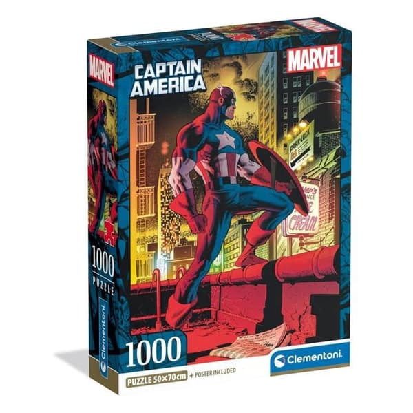 Pussel - CLEMENTONI - Captain America - 1000 Bitar - Tillverkad i Italien - Miljövänlig