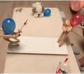 Pikkukuva 4 / 8: OBOSOE puiset miekkailunuket – Pop the Balloon -peli, lyönti, whack a pack Balloon Man Battle Bots Arena Aikuisten juhlapelit ilmapalloilla