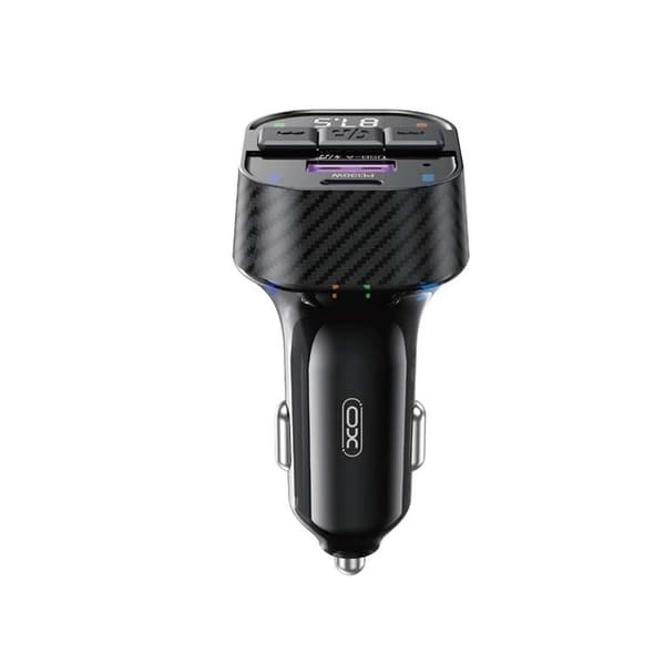 XO FM-sändare Bluetooth Med Billadare 30W + USB-C Kabel - Svart