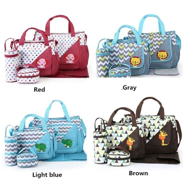 Set med 5 st Baby Mom Change Handbag for Travel Walking-röd