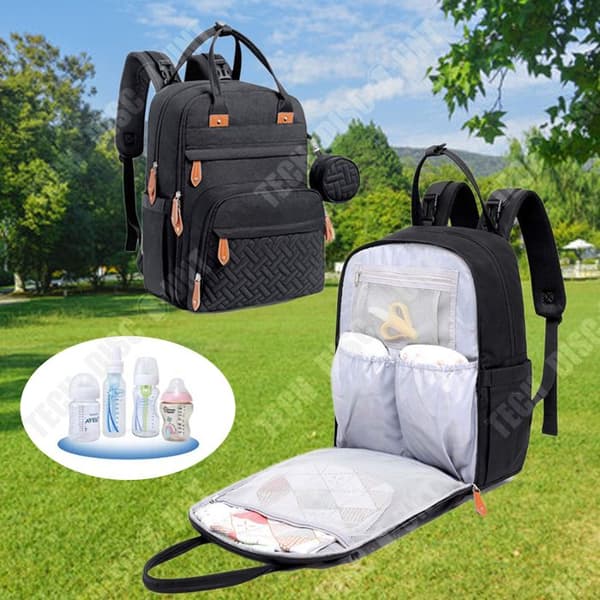TD Diaper Backpack Skötväska med bärbar skötunderlägg Napphållare och barnvagnsremmar Multifunktionell resväska