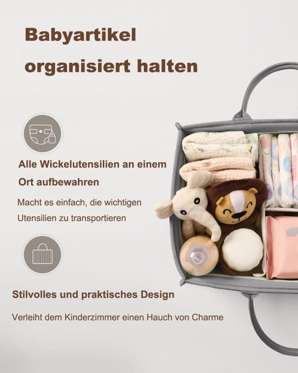 Multifunktionel baby ble opbevaringskurv, åndbar vandafvisende stor kapacitet, perfekt til hjemmebrug og rejser
