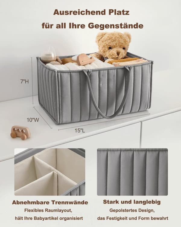 Multifunktionel baby ble opbevaringskurv, åndbar vandafvisende stor kapacitet, perfekt til hjemmebrug og rejser