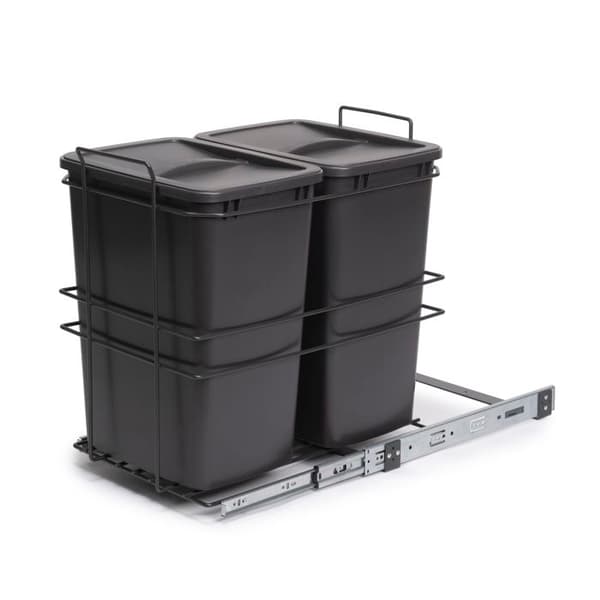 Återvinningskärl - EMUCA - 2 x 35 L - Bottenmontering - Manuell utsug - Vit