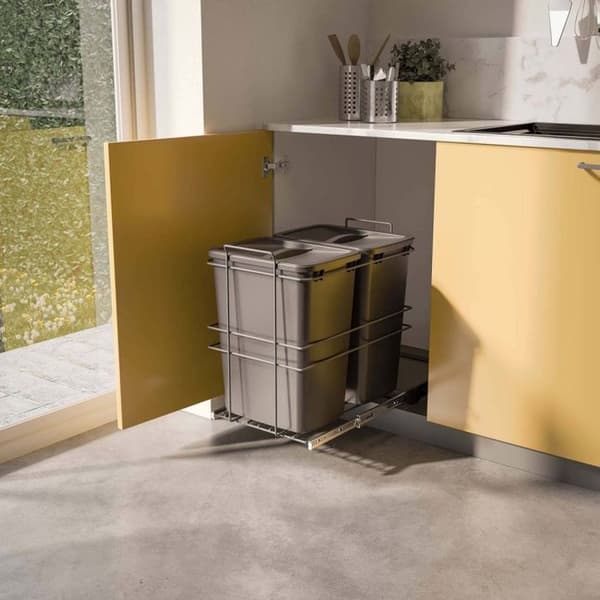 Återvinningskärl - EMUCA - 2 x 35 L - Bottenmontering - Manuell utsug - Vit