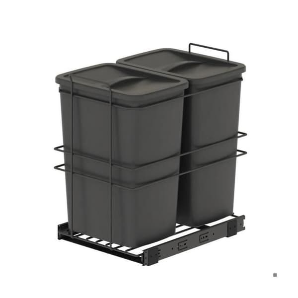 Återvinningskärl - EMUCA - 2 x 35 L - Bottenmontering - Manuell utsug - Vit