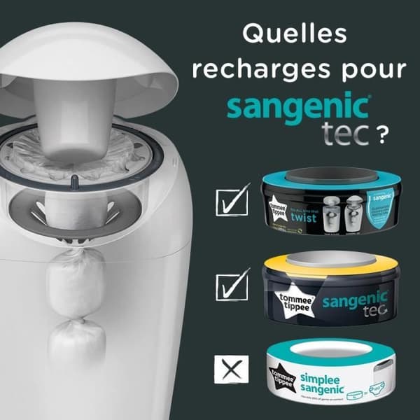 Tommee Tippee blöja Bin Refills för Twist &amp; Click och Sangenic TEC, 12-pack