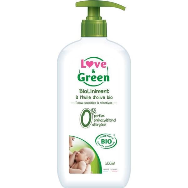 Liniment - Love &amp; Green - 500 ml - Ekologisk - Hypoallergen - Olivolja