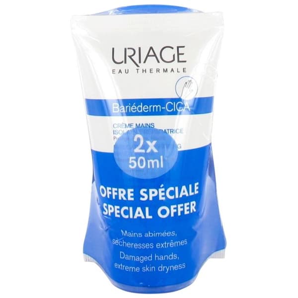 Kräm för isolering och reparation av händer - Uriage - Bariéderm - 2 x 50ml - Lugnande - Närande