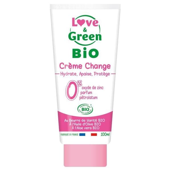 LOVE & GREEN Organisk blöjbyteskräm utan zinkoxid - 100 ml