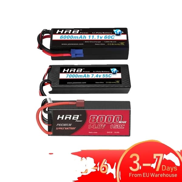 Lipo-akku, suuri kapasiteetti, useita jännitevaihtoehtoja 4S 6000mah 50C T