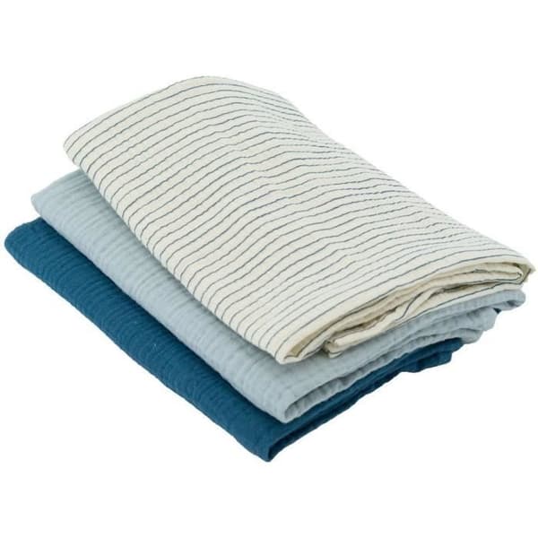 3 bambukapalon setti - DOMIVA - 1 kuviollinen + 2 yksiväristä - indigonsininen - 60x60 cm