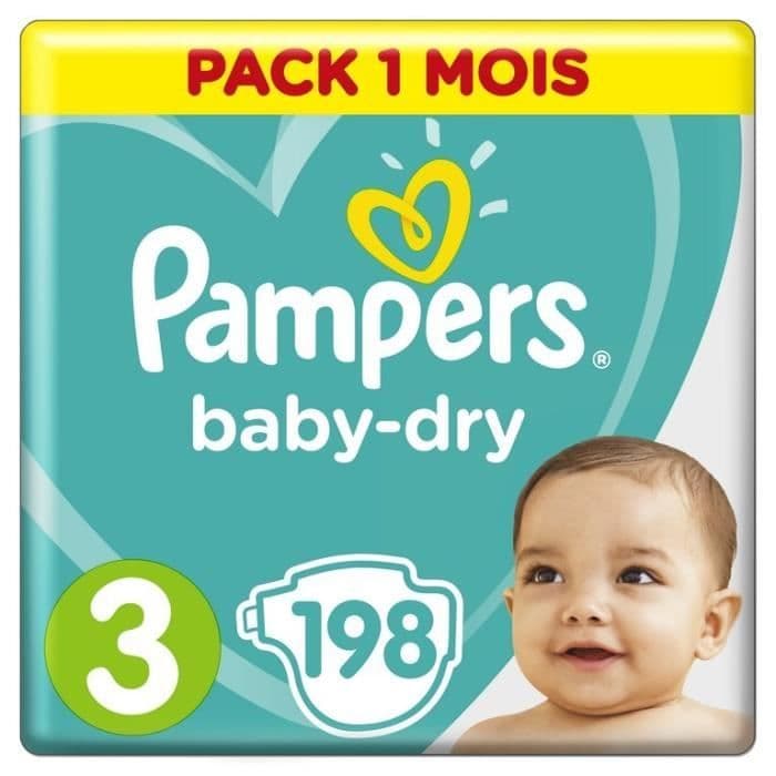 PAMPERS Babytorr storlek 3 - 5 till 9 kg - 198 blöjor - Formatpaket 1 månad