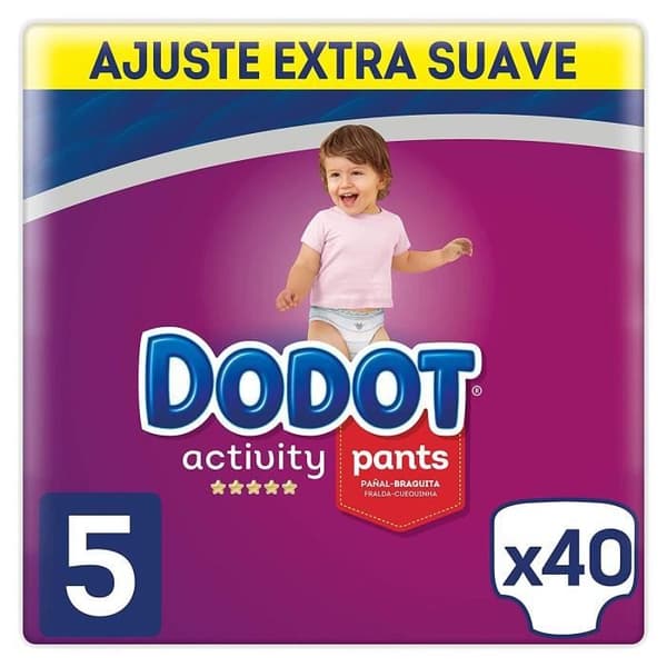 Dodot Activity Pants blöja-tröja storlek 5, Lätt att byta med luftkanaler, 40 blöjor, 12-17 kg -