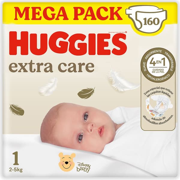 Huggies Blöjor Storlek Extra Care 1 160 Enheter Durchsichtig