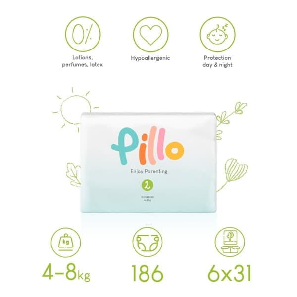 Pillo bleer 186 stk. str. 2 (4-8 kg)