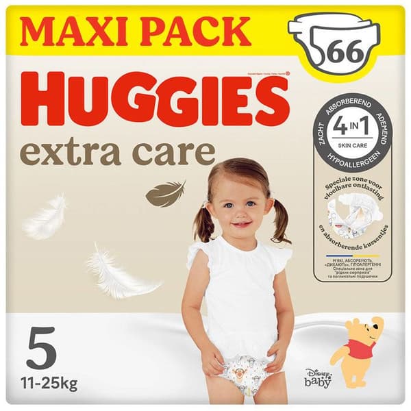 Huggies Extra Care Baby, 66 blöjor, med Disney-mönster Storlek 5 (12-17 kg)