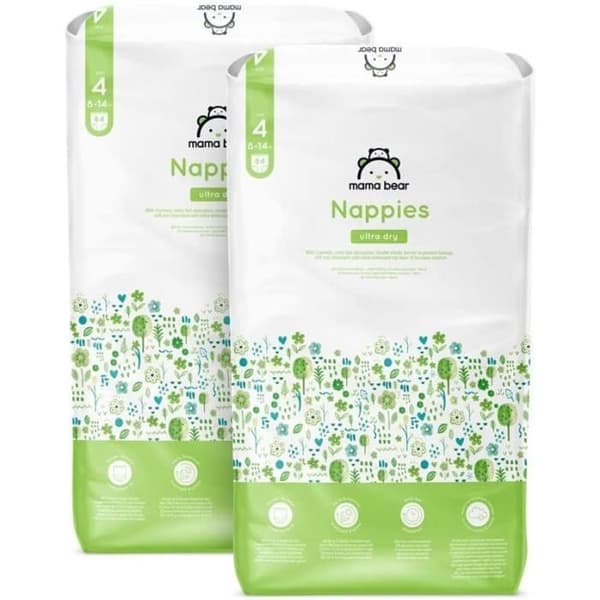 Märke A - Mama Bear - Ultra absorberande blöjor för bebisar - Storlek 4 8-14 kg - 168 Blöjor för bebisar