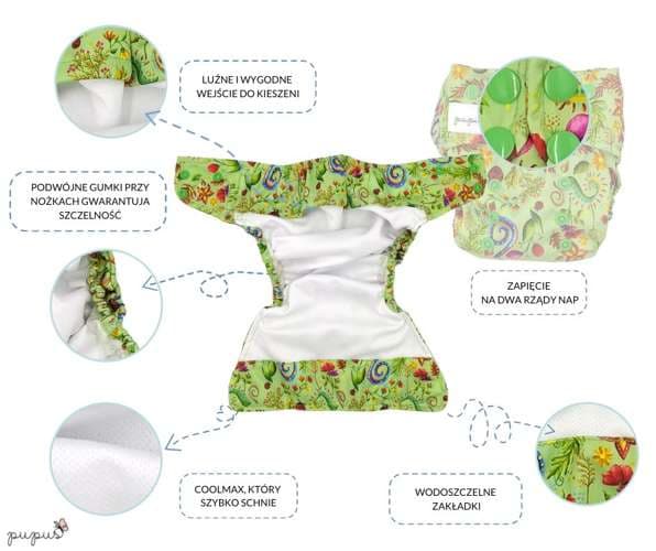OS dubbelknäppt fickblöja, coolmax DRAGONFLY