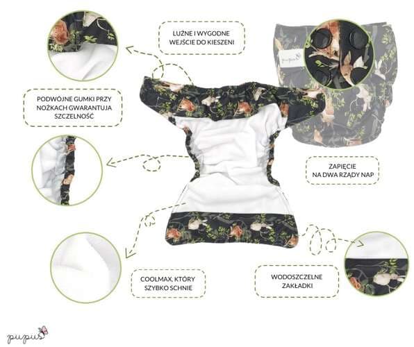 Ble med lomme NAT I SKOVEN 5-15kg - velcro