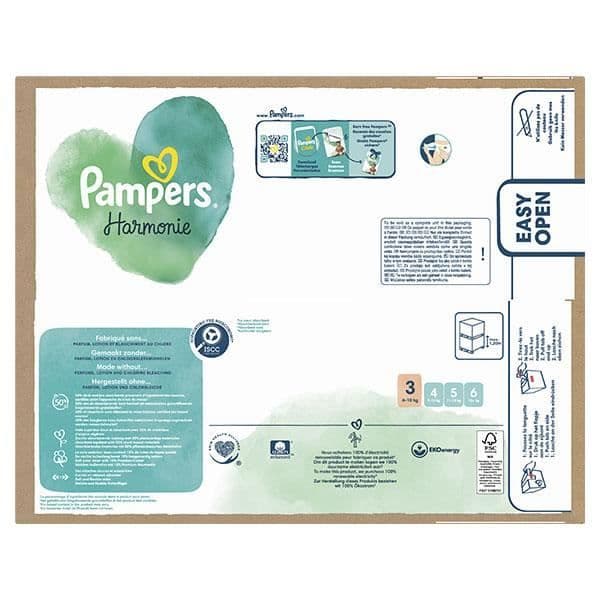 Pampers Harmonie Maxi Pack T3 (6-10 Kg) Med Återvinningsbart Pappersförpackning