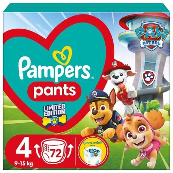 Pampers WB Paw Patrol blöjor stl 4 9-15kg 72 st. - 8006540863572