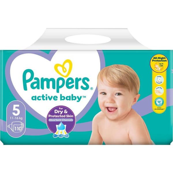 PAMPERS Aktiva Baby storlek 5 (110 stycken) - månadsförpackning