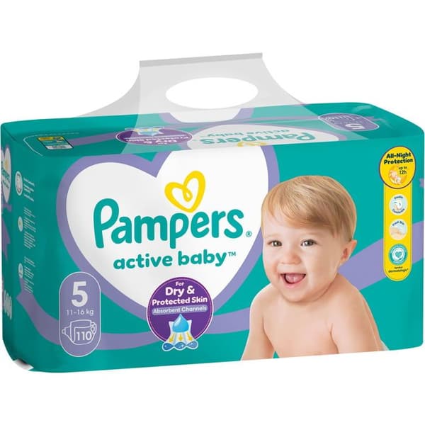 PAMPERS Aktiva Baby storlek 5 (110 stycken) - månadsförpackning