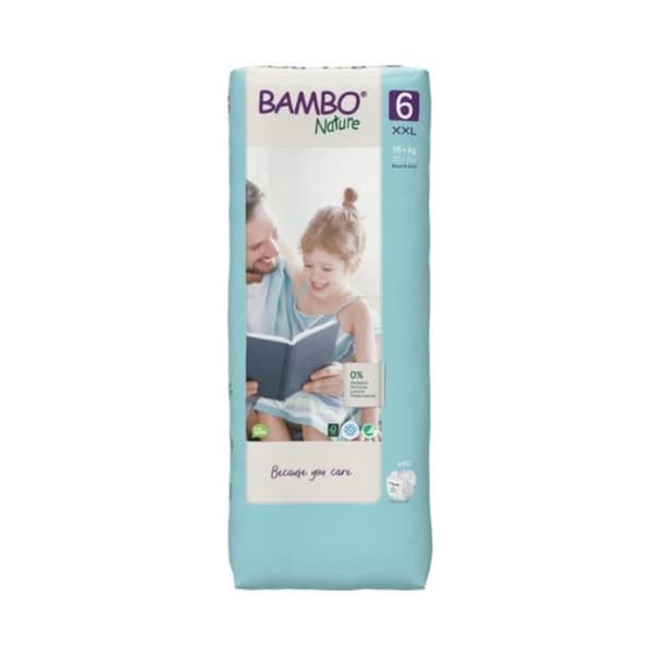 Bambo Nature - Ekologisk blöja - Storlek 6 - Paket med 40 enheter
