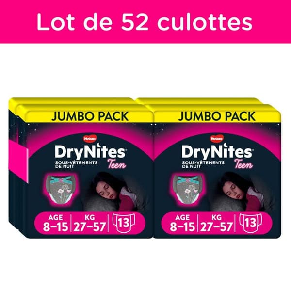 DryNites Nattblöja för Flickor 8-15 År 27-57 kg (4x13)