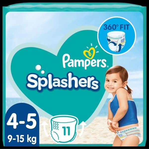Pampers engångsbadblöjor stänker storlek 4-5 (9-15 kg) för optimalt skydd i vatten, 11 blöjor