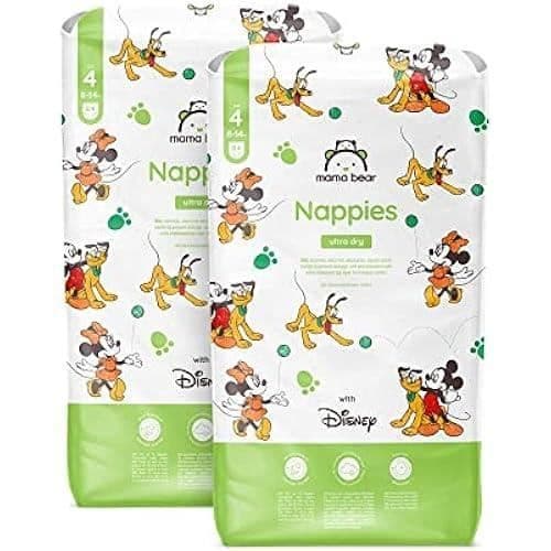 Mama Bear Disney Ultra Absorbent Babyblöjor - Storlek 4 (8-14 kg) - Vit - 168 stycken (2 paket om 84)