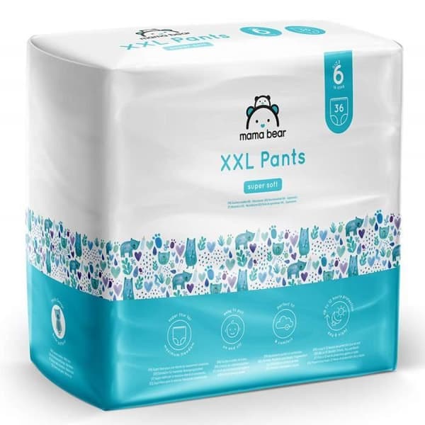 Mama Bear Brand - XXL-blöjor - Storlek 6 (18-30 kg), 2-pack (2x36) - 5400606007680