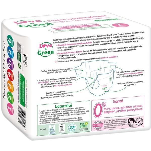 Love & Green blöjor T1 x23 (2-5 kg)