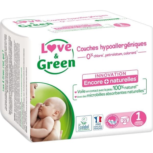 Love &amp; Green blöjor T1 x23 (2-5 kg)