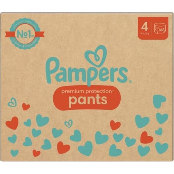 Pampers Premium Protection Blöjor Storlek 4 - 168 enheter - 1 Månad Förp