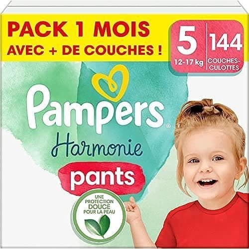 Pampers 144 Babyblöjor Harmonie Byxor Storlek 5 (12-17 kg), 1 månadsförpackning, 100 % Pampers Absorption & Originalingredienser