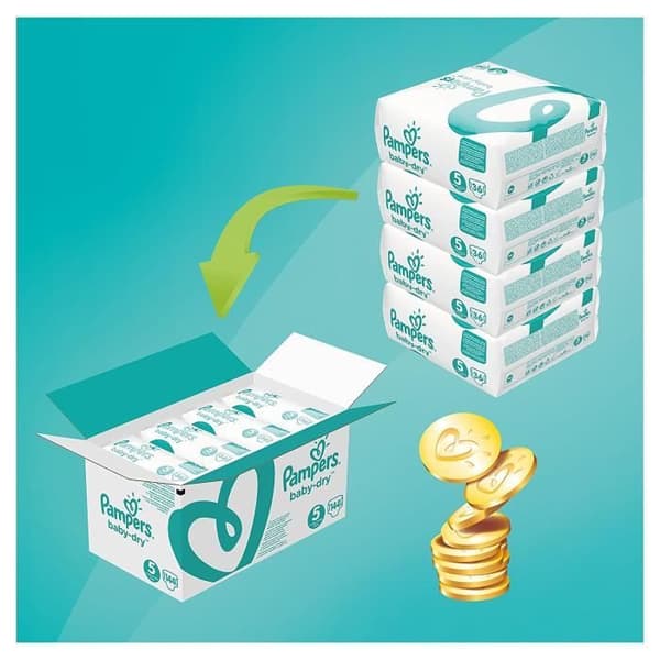 PAMPERS blöjor - Babytorka - Storlek 5 - 150 blöjor - 1 månad