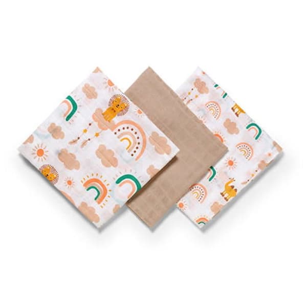 Regnbågsfärgade muslindynor 70x70, Babyono