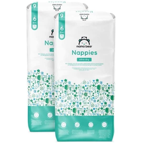 Mama Bear Marque - 140 ultraabsorberande babyblöjor - Storlek 6 (15+ kg) - Ny version - 5400606983434